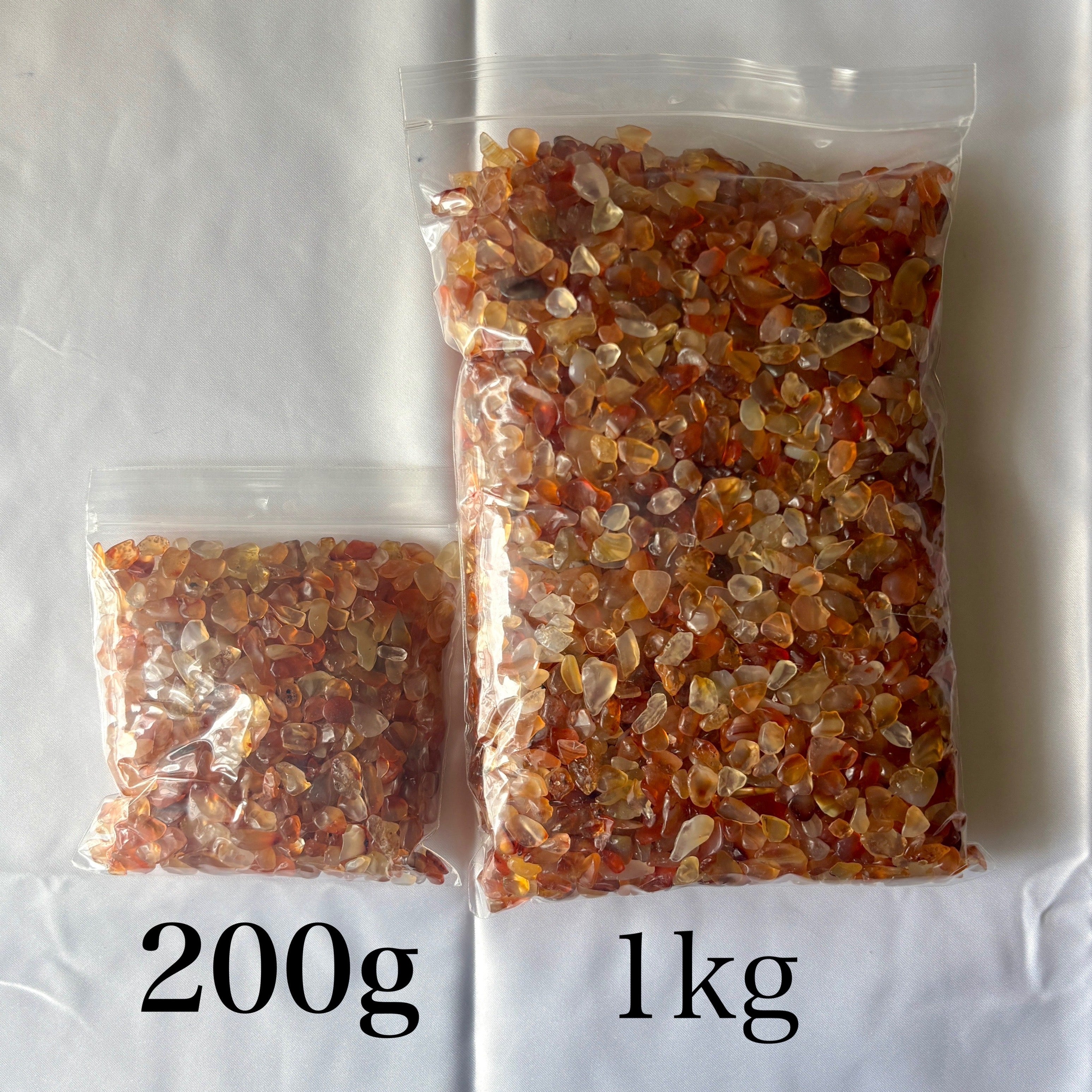 【自信】カーネリアンさざれ石(産地:ブラジル / 容量:200g・1kg)