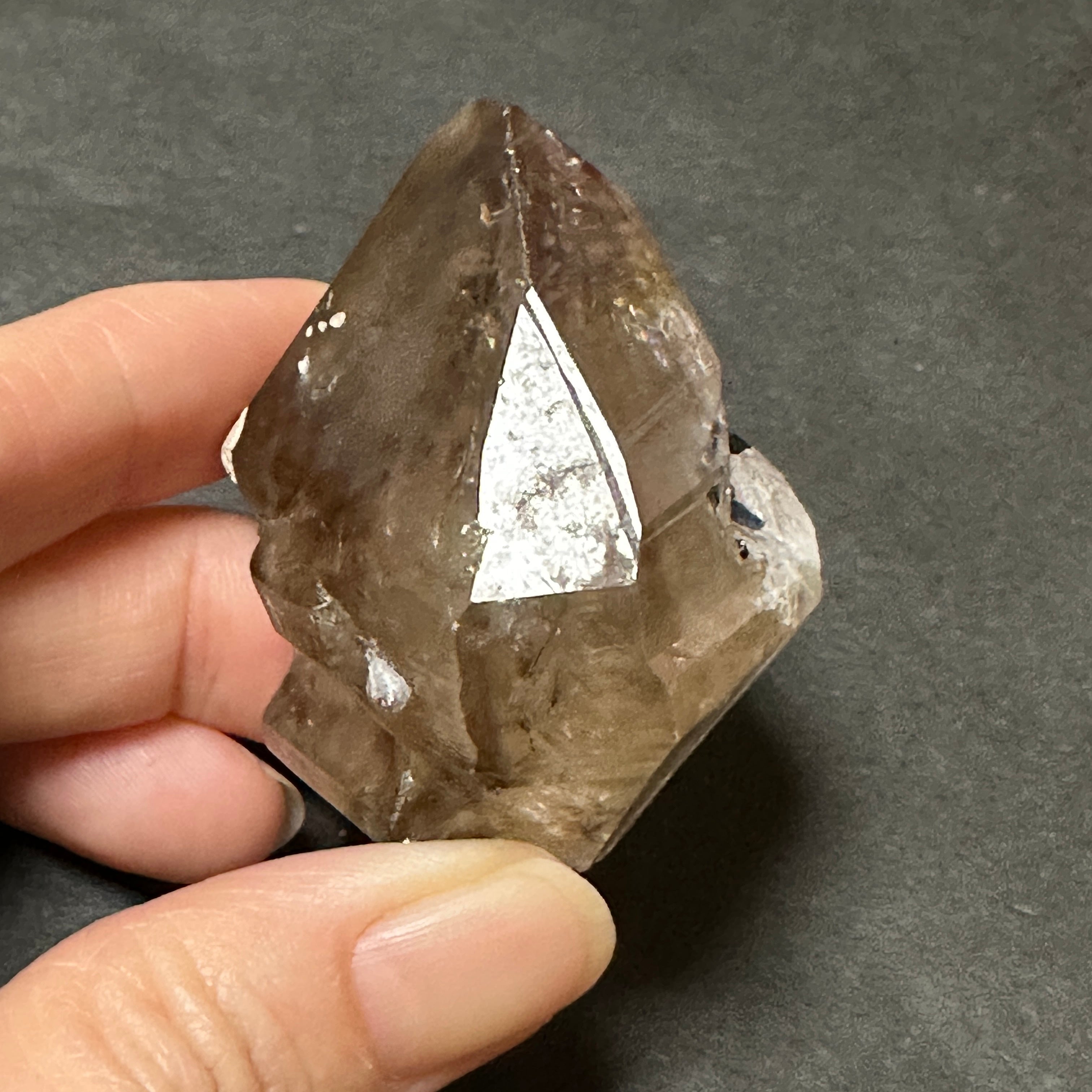 【非研磨】アラスワイ産スモーキーエレスチャル、ファントム、トルマリン共生