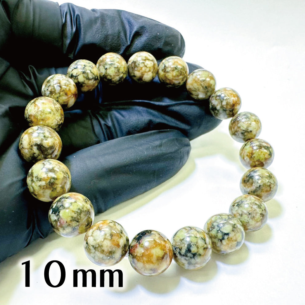 [ゼロ磁場]　蓮花山石（れんかざんいし）緑・陰／ブレスレット8mm、10mm、12mm