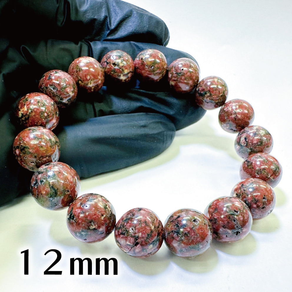 [ゼロ磁場]　蓮花山石（れんかざんいし）赤・陽／ブレスレット8mm、10mm、12mm
