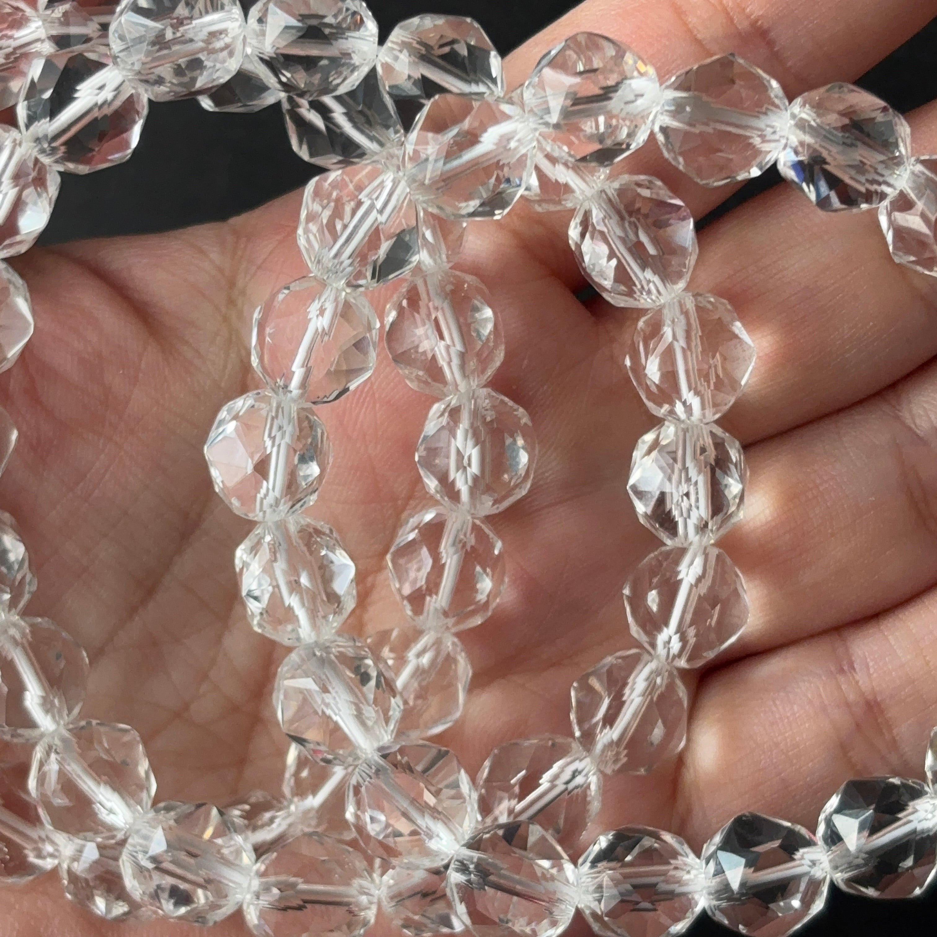 【大人気】【ブラジル産】スターカット水晶ブレスレット5A（内径約16.5cm）