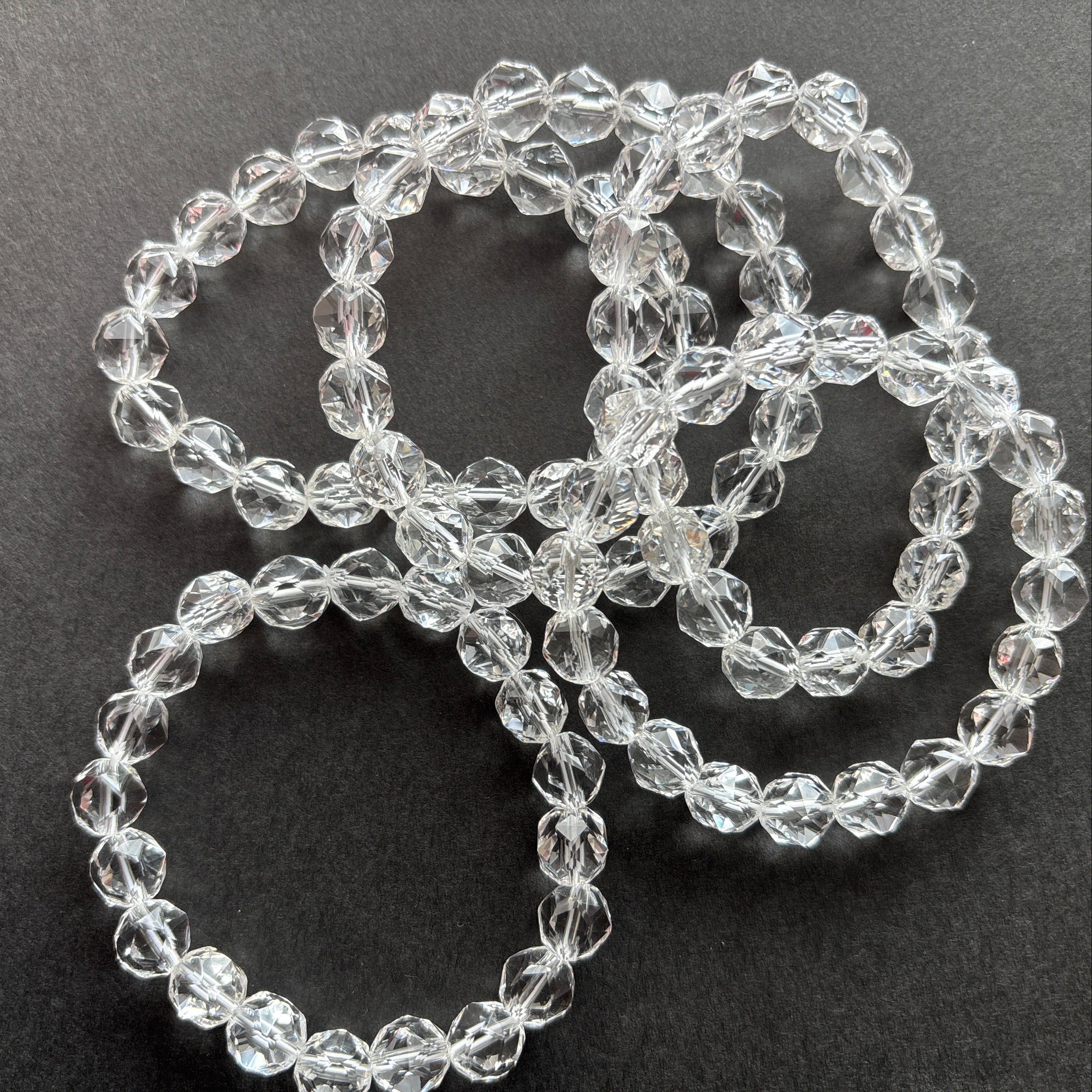 【大人気】【ブラジル産】スターカット水晶ブレスレット5A（内径約16.5cm）