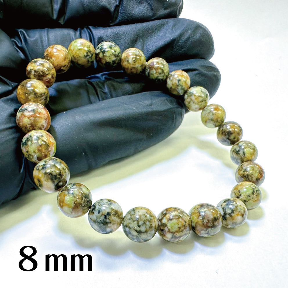 [ゼロ磁場]　蓮花山石（れんかざんいし）緑・陰／ブレスレット8mm、10mm、12mm