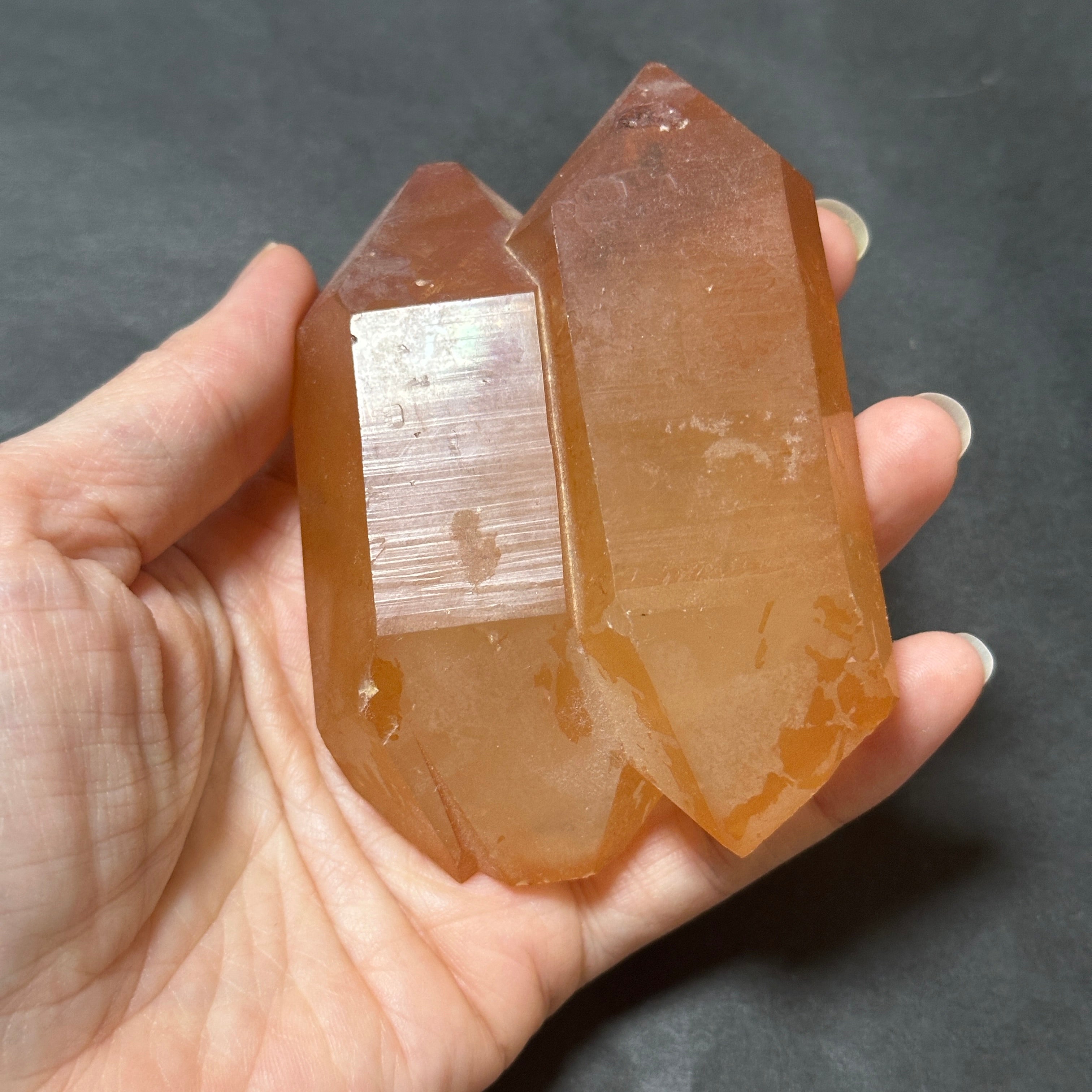 【非研磨】カブラル産ゴールデンレムリアン 陰陽ソウルメイトツインのDT、オーラフレイム