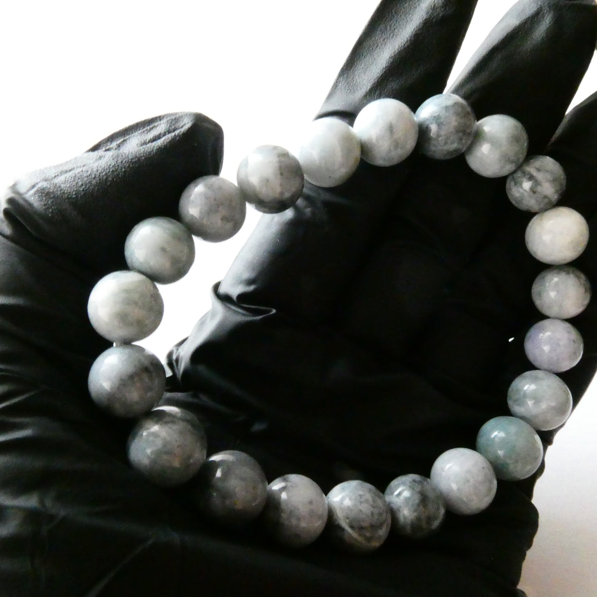 レアカラー!【証明書付き】日本産 糸魚川翡翠 約9mm ブレスレット（白・ラベンダー・黒）