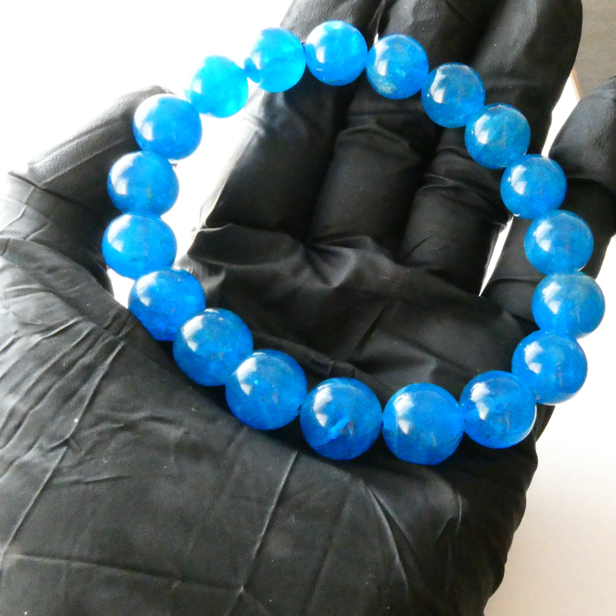 【ブラジル・バイア州産/AAA】ブルーアパタイト 約11mm ブレスレット