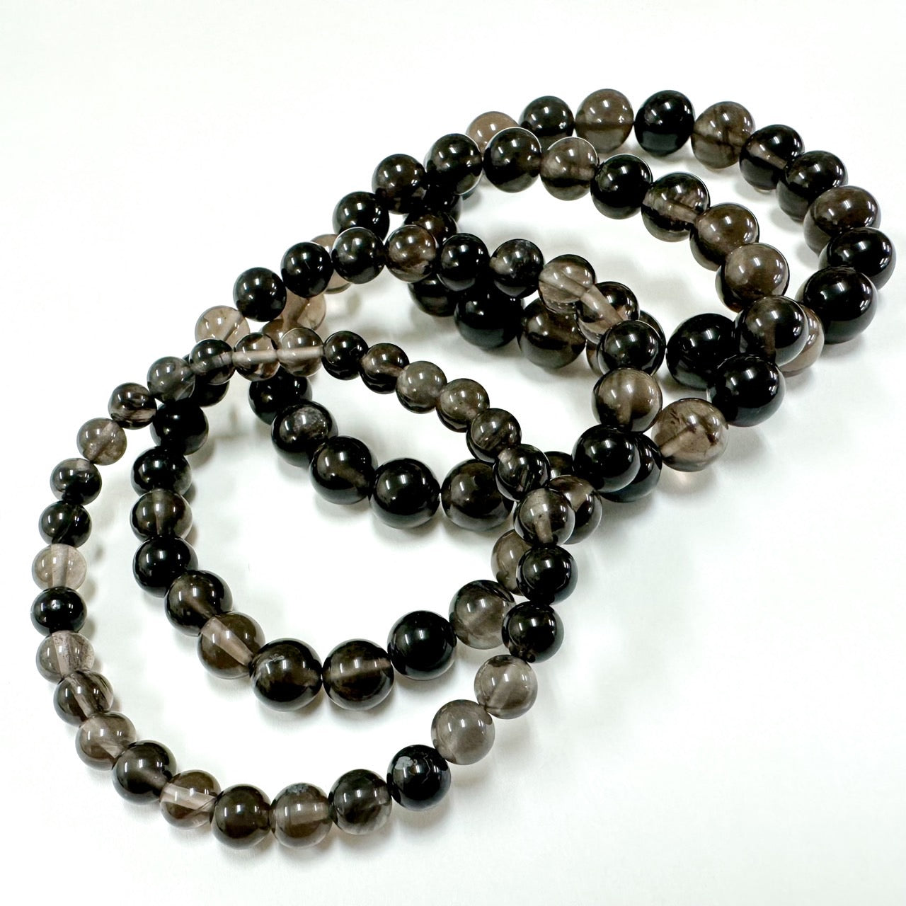 [日本の霊石]　諏訪黒曜石／ブレスレット6-6.5mm、7.5-8mm、9mm、10-10.5mm　[証明書付き]