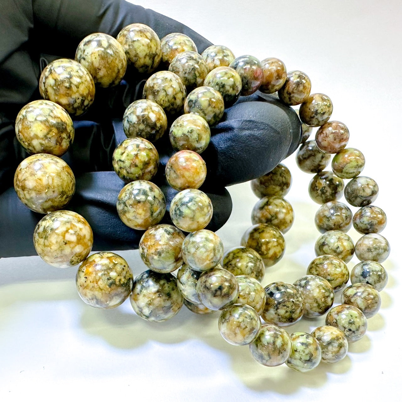 [ゼロ磁場]　蓮花山石（れんかざんいし）緑・陰／ブレスレット8mm、10mm、12mm